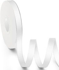 3/8 Inch X 25 Yards Double Faced Polyester White Satin Ribbon, Perfect for Gift
