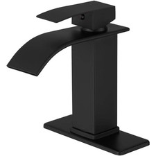 BWE Waterfall Single Handle Low-Arc Bathroom Faucet Matte Black