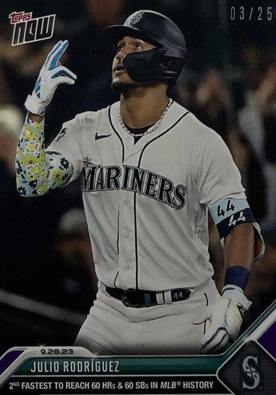 Julio Rodriguez PSA 10-2023 Topps Now Purple /25 ‘2nd Fastest To 60/60’ Mariners view 4