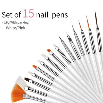 15 Stück Gel Nail Art Pinsel Set Acryl Punkte Stift Malerei Politur Pinsel Werkzeuge