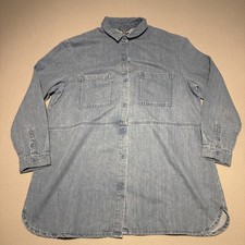 Seasalt Starboard Shirt Womens Size 18 Blue Denim Tencil Chore Button Up New