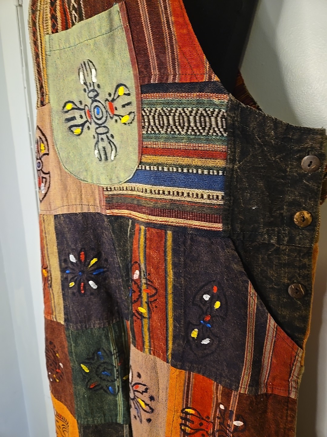 Rising International Hippie Patchwork Overalls Sz… - image 4