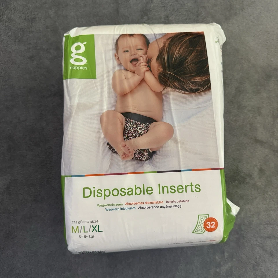 Pañales Desechables Biodegradables Enjuagables Inserciones de Pañales M/L/XL 13-36 Lb 32 Ct Foto 2 de 4