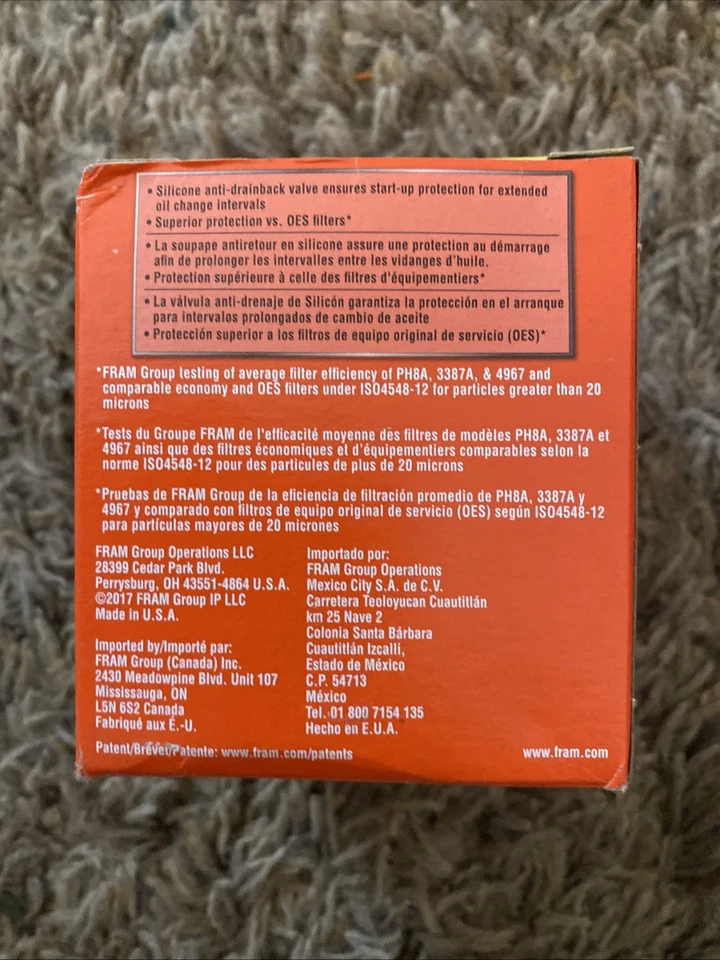 FRAM Extra Guard PH3506,10K 英里更换汽车更换间隔旋转 — 第 2/2 张图片