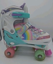 Sulifeel Rainbow Unicorn Adjustable Light up Roller Skates Size Large 3Y-6Y