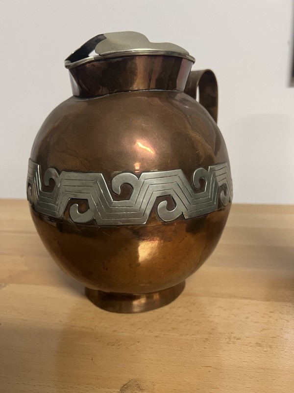 Artesanias Taxco Mexico Pitcher Silver Mounted Copper