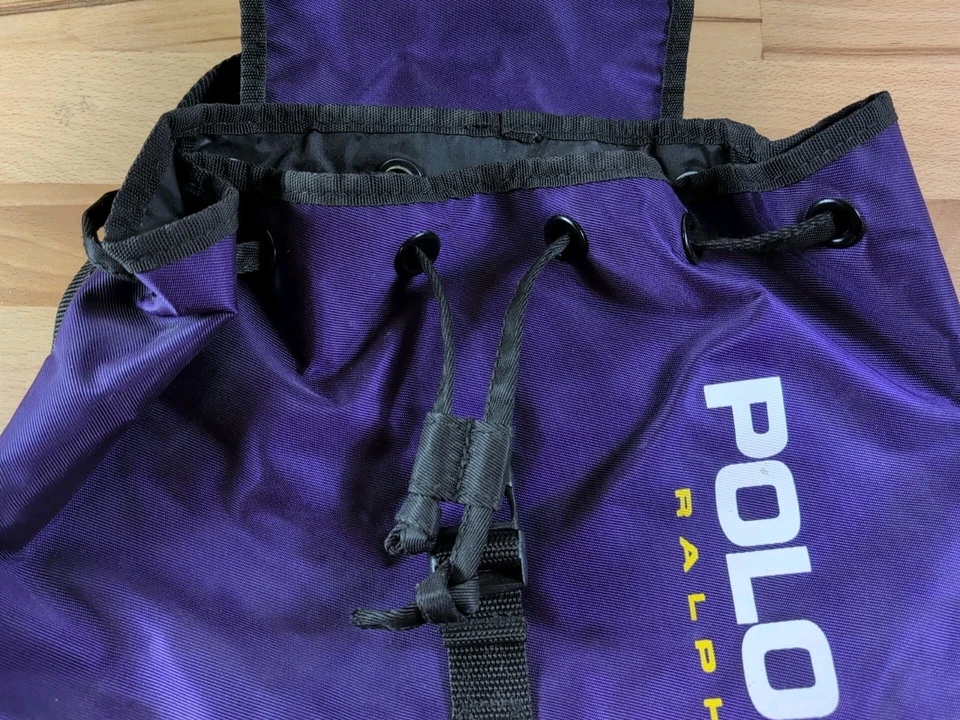 POLO SPORT Ralph Lauren Años 90 Púrpura Negra Duradera Nylon Pequeña Mini Mochila Foto 3 de 4