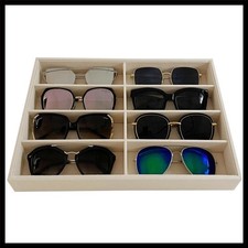Velvet Sunglasses Organizer Tray 8 Slot, Stackable Eyewear Display Case for S...