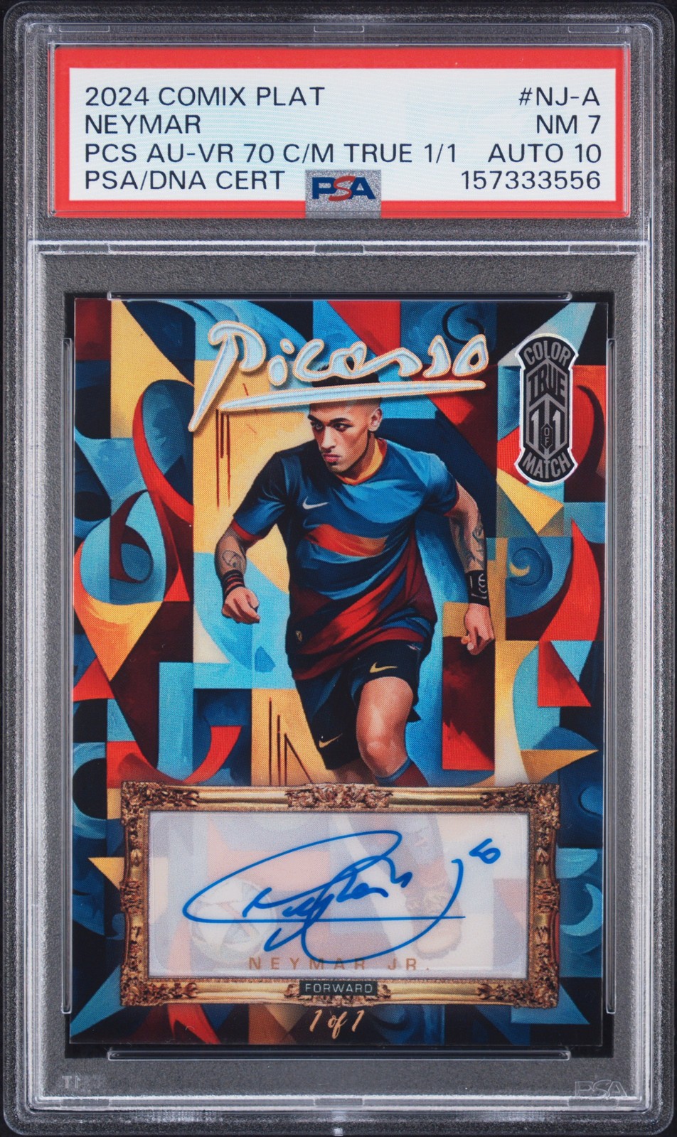 2024 WILD CARD COMIX PLATINUM VARIATION 70 #NJ-A NEYMAR JR. 1/1 PSA 7 AUTO 10