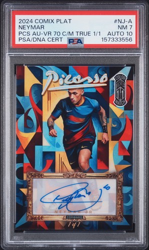 2024 WILD CARD COMIX PLATINUM VARIATION 70 #NJ-A NEYMAR JR. 1/1 PSA 7 AUTO 10