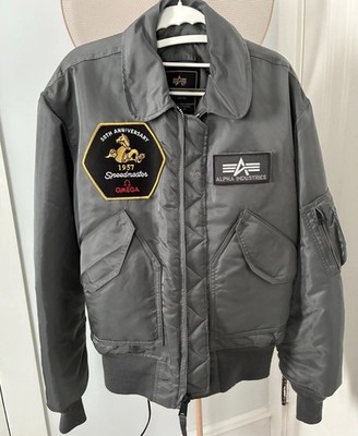 Rare Alpha Industries Flight Jacket Omega Speedmaster 50th Anniversary Mercury 7