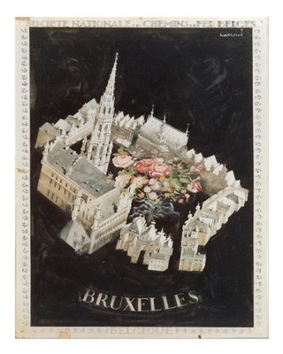 Bruxelles Vintage Collage Poster Wandbild Premium Qualität Wohndeko