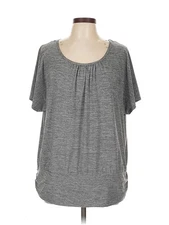 AB Studio Women Gray Short Sleeve T-Shirt L