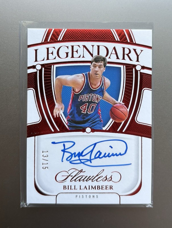 2023-24 Panini Flawless Bill Laimbeer Legendary Scripts Ruby Auto /15 PISTONS