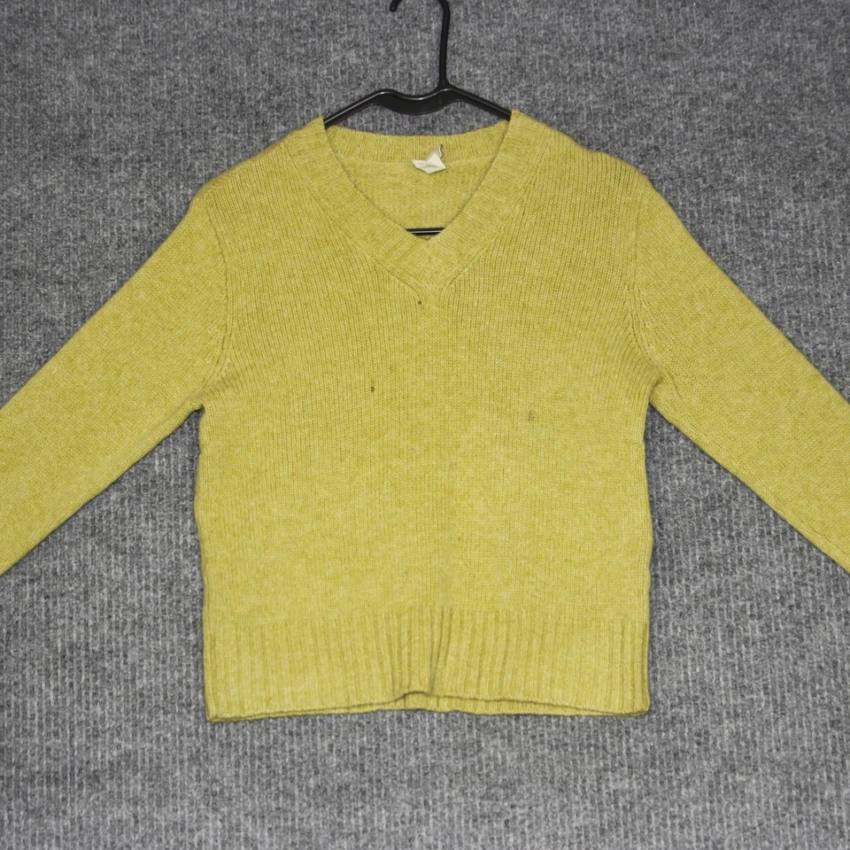 J. Suéter Crew Para Mujer Talla S Amarillo Cuello en V 100% Lana de Cordero Acogedor Informal Foto 2 de 4