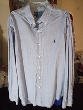 Vintage Ralph Lauren Polo Custom Fit Long Sleeve Button Down Light Blue Large