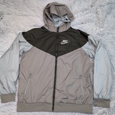 Nike Jacket Girls XL Gray Track Windbreaker Zip Up Swoosh Lightweight Hood