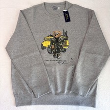 Polo Ralph Lauren Gris Defender Truck Bear Hombre’s XL Cuello Redondo Sudadera NUEVO CON ETIQUETAS NUEVO