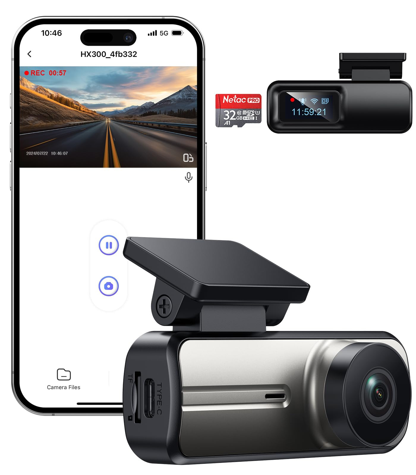 WiFi Dash Cam Front FHD 1080P Mini Car Camera with 32G SD Card  -image