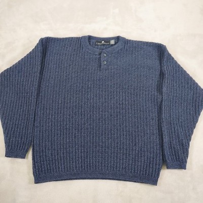 Vintage Consensus Sportswear Sweater Mens Large Henley Made in USA Boxy Chunky
