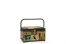 Allary Large Rectangle Sewing Basket with Tray Pincushion 11.5"x7"x 6.5"