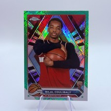 Bilal Coulibaly 2023-24 Topps Chrome #171 Green Logo Refractor Rookie Card NBA. rookie card picture
