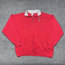 Vintage 90s Mickey Mouse Quarter Zip Jacket XL RARE Men  s Embroidered Red Logo