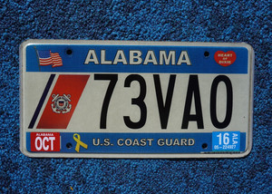 2016 Alabama U.S. COAST GUARD License Plate