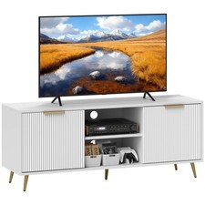 HOMCOM Modern TV Stand Cabinet with Storage for Living Room, White