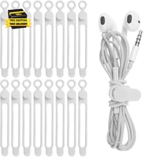 16Pcs Silicone Cable Straps Wire Organizer for Bundling Earphone, Phone Charger,