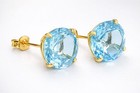 GENUINE 8.80 Cts AQUAMARINE STUDS EARRINGS 14K YELLOW GOLD - Free Appraisal -NWT — photo 1