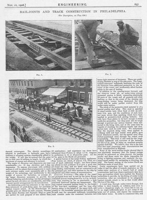 Antiker Technikdruck von 1906 - Schienenverbindungen & Gleisbau in Philadeplhia