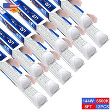 12 Pack 8' 144W 18000Lm T8 LED Shop Light 6500K Warehouse Ceiling Tube Fixture