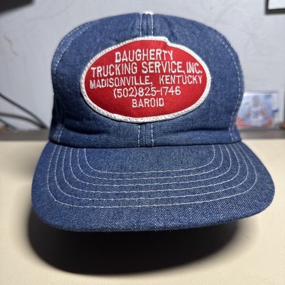 Vintage Daugherty Trucking Madisonville Kentucky Denim SnapBack Trucker Hat Cap
