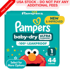 44 Count Pampers Baby Dry Size 1 Diapers Up to 100 Leakproof Protection Tape