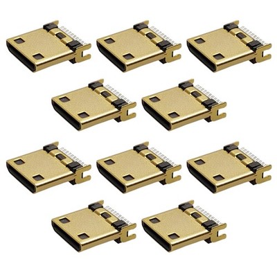 10x MINI vergoldeter HDMI Stecker 19Pin männlich Kopf Klammer Typ Stecker