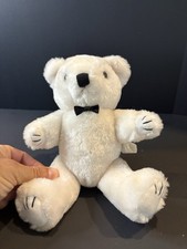Vintage American Wego Teddy Bear Plush White 10" Black Bowtie PA-3347 Style 6330