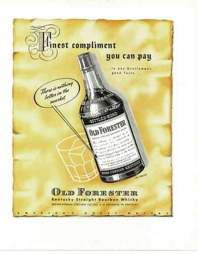 1941 Old Forester Kentucky Straight Bourbon Whisky Vintage Print Ad