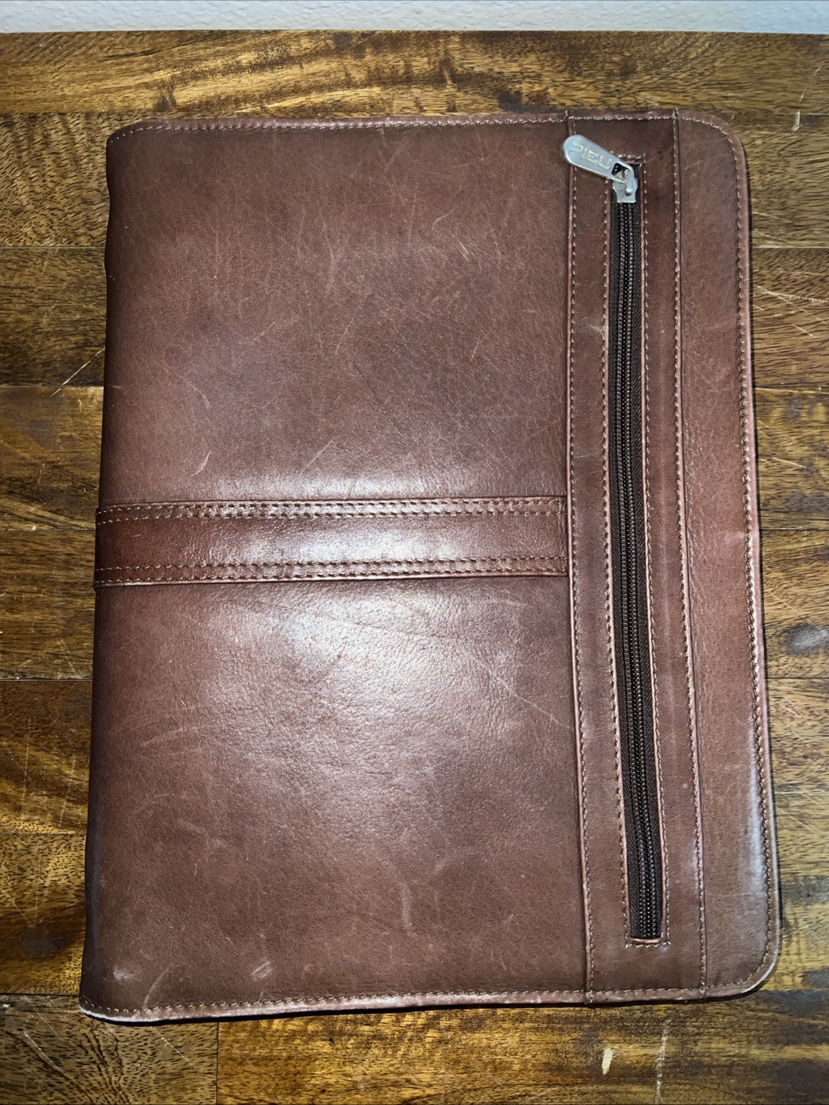Piel Brown Leather Zippered Portfolio Case 10x13