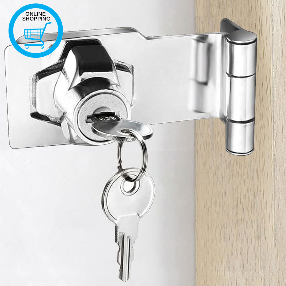 Hasp Lock with Keys, Padlock Shed Lock Gate Latch Door Bolt Lock Hasps Drawer Cu