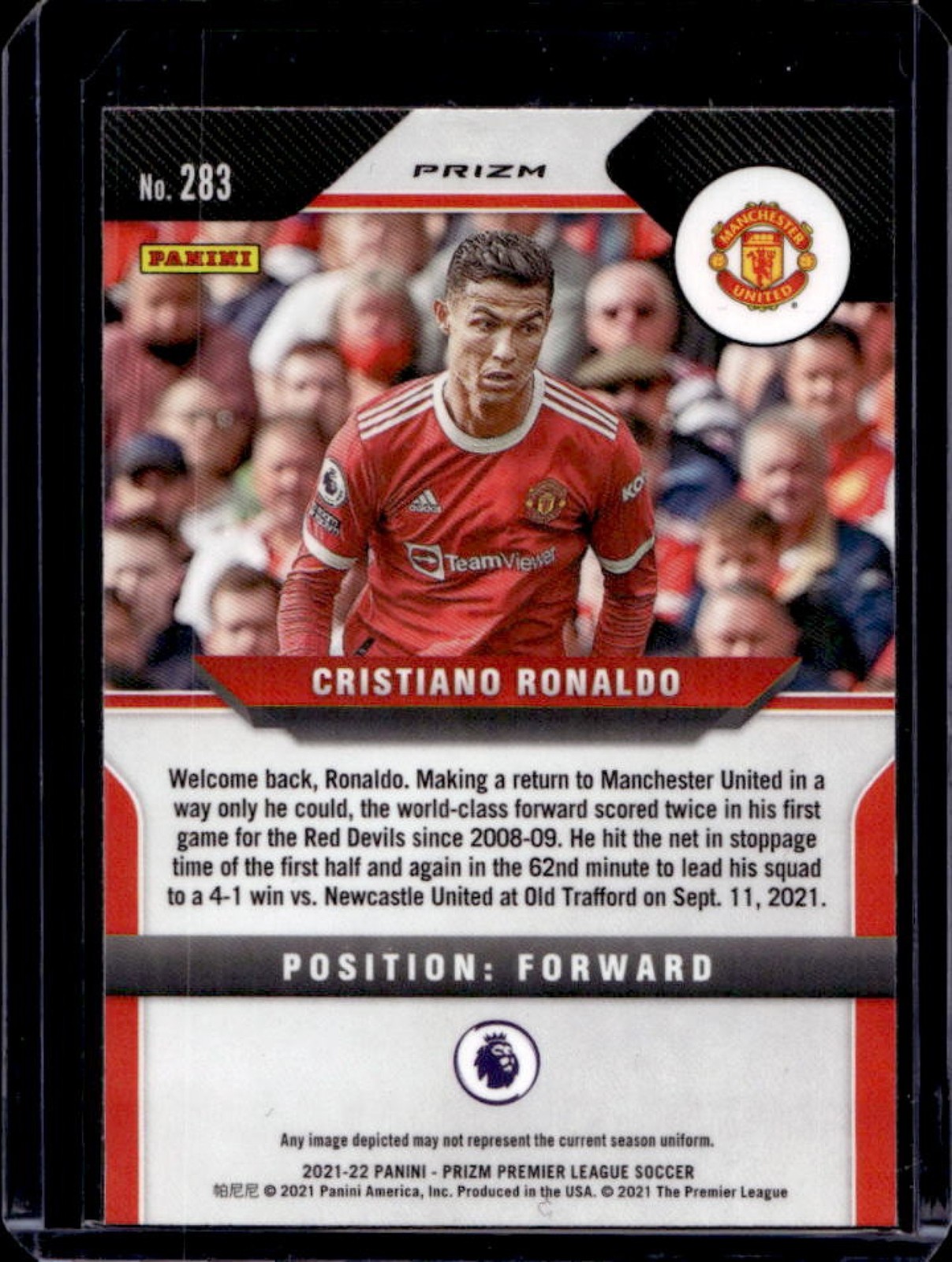 2021 Panini Prizm Premier League Cristiano Ronaldo Prizm Silver #283 Man U view 2