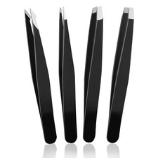 4Pack Professional Stainless Steel Eyebrow Tweezers Set for Facial Hair Splinter