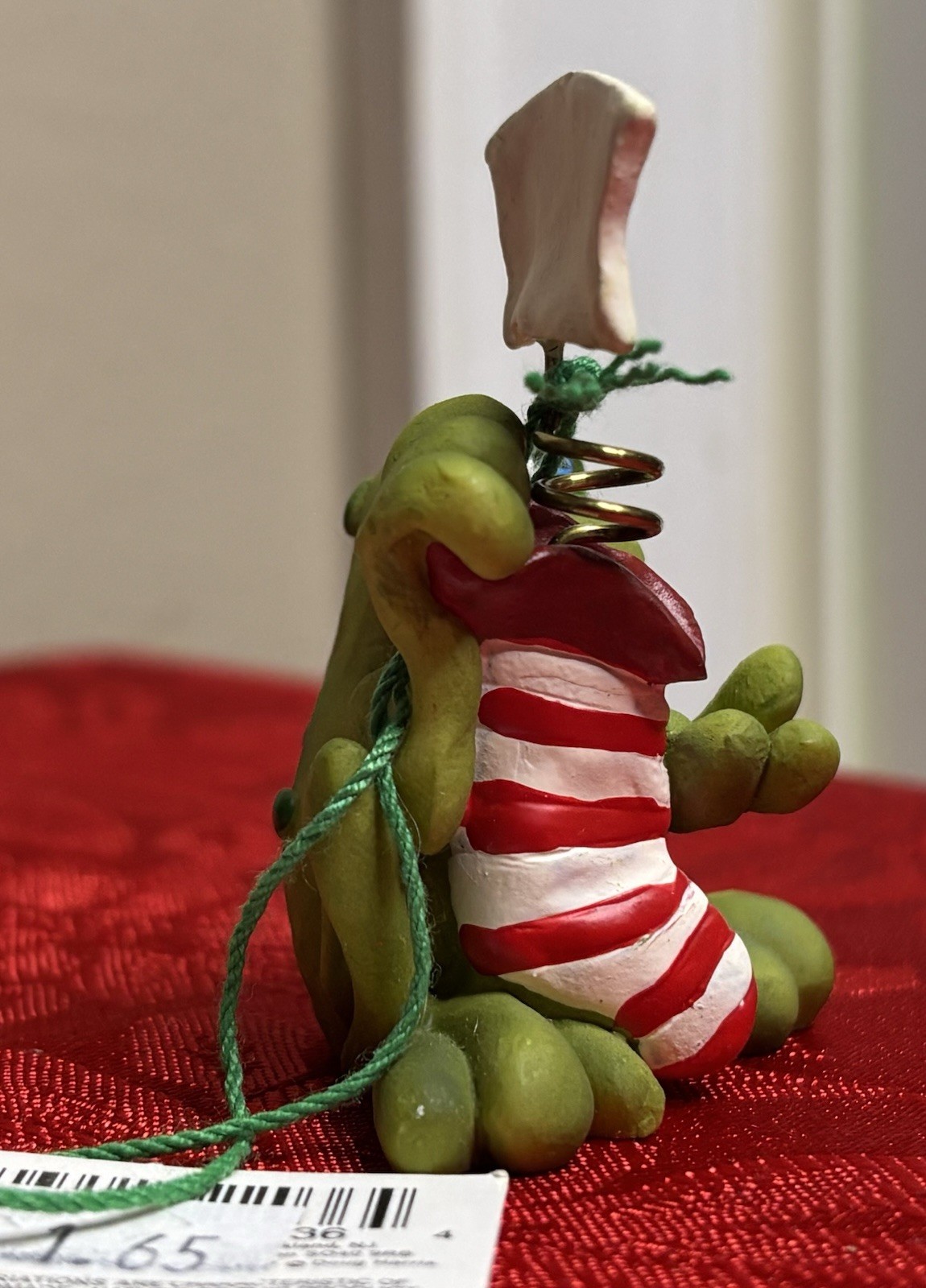 NOS Frog Christmas Stocking Mini Figure Hand Painted By Russ Berrie & Co. 2”