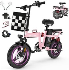 ECLIO 14" Folding Electric Bike Peak 800W City Bike 25MPH 48V 14Ah 3 Speed Ebike