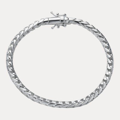 5 mm abgerundetes Franco Gliederarmband - echtes massives 925 Sterling Silber MADE IN ITALY
