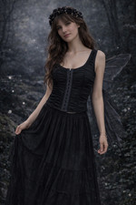 Black Sheer Mesh Ruched Corset Top Fairy Whimsigoth Coquette Y2K Small