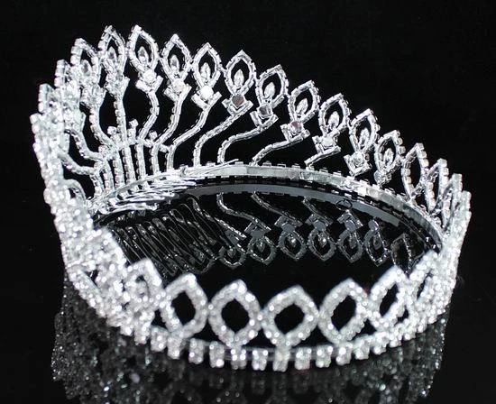 FLORAL CORONA COMPLETA TRANSPARENTE AUSTRIACO ESTRÁS CRISTAL TIARA CONCURSO GRADUACIÓN LG T1406 Foto 4 de 4