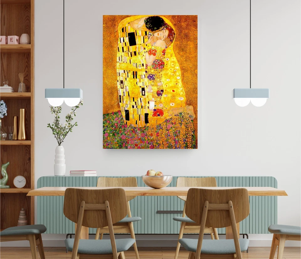 Reproducción de arte de pared The Kiss Gustav Klimt lienzo decoración arte impresión habitación Foto 3 de 4
