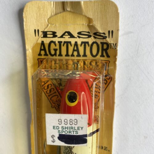 LUHR JENSEN Bass Agitator All Wood Fishing Lure White Red Glitter 1992 Rare - Picture 3 of 10