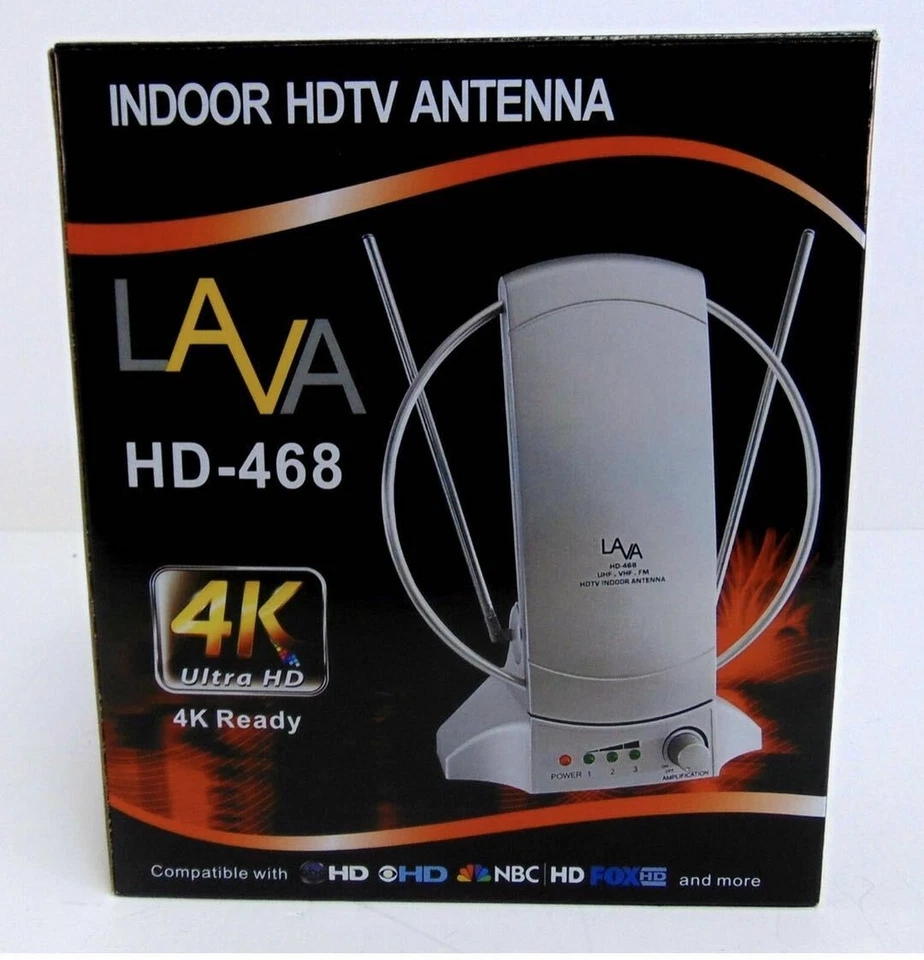 Antena HDTV interior LAVA HD-468, amplificada lista para 4k, transparente, 50 millas Foto 4 de 4